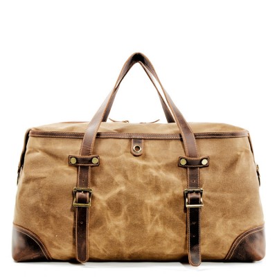 TP4 WaxCover Holdall Vintage™ Sac de voyage et de week-end pratique. Coton ciré épais et cuir naturel. Unisexe. 4 couleurs